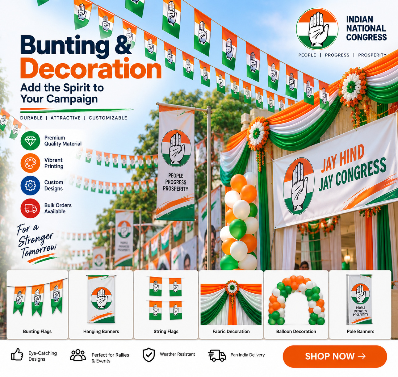 Bunting & Decoration for Indian election campaigns